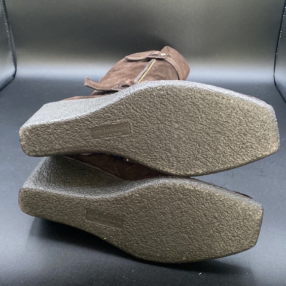 Pons Quintana Tall Brown Suede Zip-Up Wedge Boots w/ Buckles, Excellent! - Picture 12 of 12